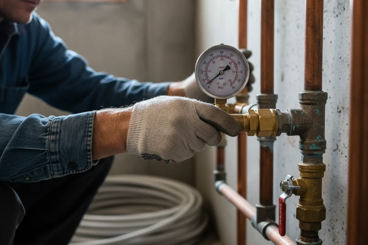Pressure testing a repaired line during Water Line Repair in Alsea